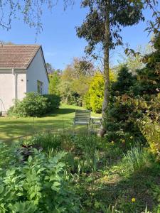 a park bench in the middle of a garden at Hawk Hill in Rosemarkie +12 photos