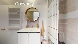 a bathroom with a sink and a mirror at Cosyholy in Vitry-sur-Seine +35 photos