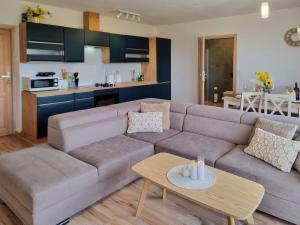 a living room with a couch and a table at Apartamenty Kaniówka 25 in Gliczarów Górny