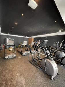 a gym with a bunch of cardio equipment in a room at Marias Apartment Parque Mateo in El Rodeo +9 photos