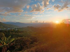 a view of the sunset from a hill with trees at El Respiro in Buenavista