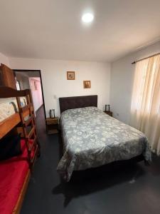 a bedroom with a large bed and a red couch at Romedeptos I in Merlo