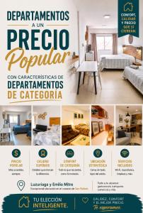 a collage of images of a flyer for a real estate agency at departamentos sebas llanoo san rafael PLENO CENTRO in San Rafael