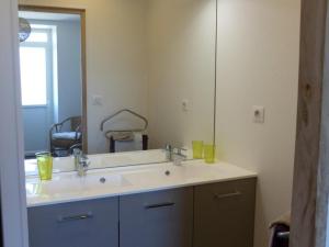 a bathroom with a sink and a large mirror at Gîte de charme à la campagne - 6 pers. - FR-1-489-17 in Bagneux +23 photos