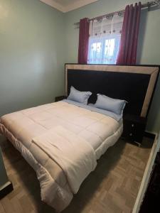 a large bed in a bedroom with a window at Soana in Fort Portal