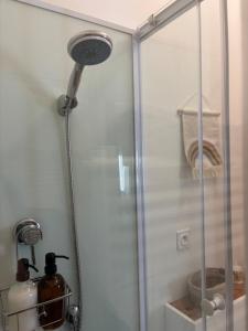 a shower in a bathroom with a glass door at Vénusté, Suite romantique in Périgueux +25 photos