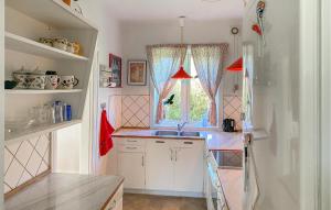 a small kitchen with a sink and a window at 2 Bedroom Nice Home In Hundested in Hundested
