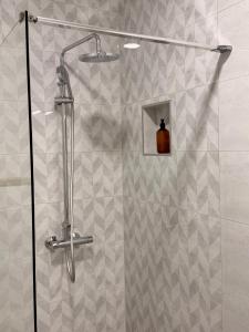 a shower with a glass door in a bathroom at Apartments Paradise Hvar in Hvar +59 photos