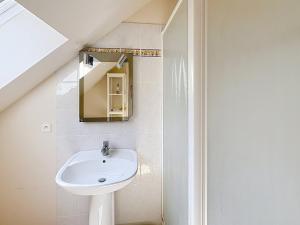 a bathroom with a sink and a mirror at La Villa Santranges in Châtillon-sur-Loire