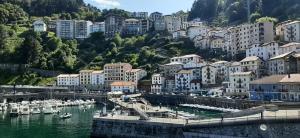 a group of boats docked in a harbor at Uribe-Biscay in Menaka