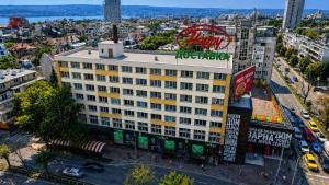 an aerial view of a building in a city at Hotel Orbita in Varna City