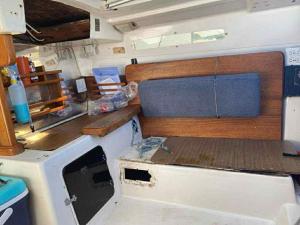 a view of a kitchen in an rv at Yacht for rent in Bacalar in Bacalar