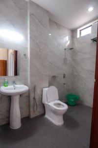 a bathroom with a white toilet and a sink at The Whistling Pine Homestay With Natural Swimming Pool in Lansdowne +30 photos