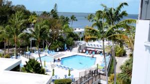 an aerial view of the pool at the resort at B105 Moon Bay in Key Largo