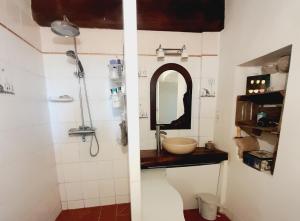 a bathroom with a sink and a mirror at Chez Flo in Lamastre +14 photos