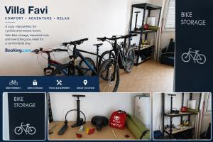 two bikes parked on a rack in a room at Villa Favi in Pakoštane