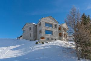 a building on top of a snow covered hill at Chesa Piol Studio in Maloja