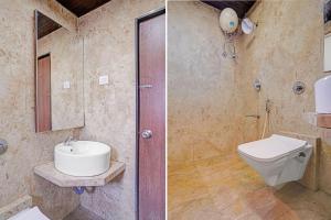 two pictures of a bathroom with a sink and a toilet at FabHotel Dukes Plaza in Ulhāsnagar +28 photos