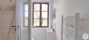 a bathroom with a shower and a window at Le cadre in Bonnières +13 photos