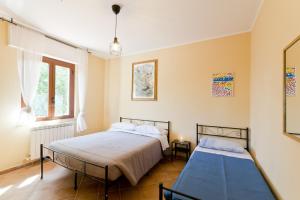 a bedroom with two beds and a window at Casale Rustico ColleBello in Castiglione Messer Raimondo