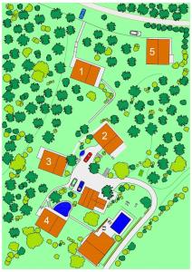 a map of a park with houses and cars at Feriendorf Mengshausen 1 in Niederaula