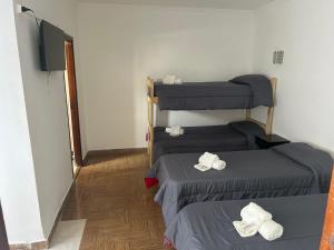 a room with two beds and a flat screen tv at Hanna in Mar del Plata +10 photos