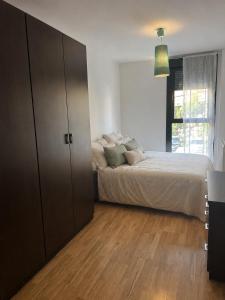 a bedroom with a bed and a large closet at Refugio PIRENAICO in Sabiñánigo +9 photos