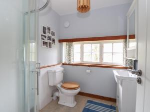 a bathroom with a toilet and a sink and a window at Culearn Mill in Lochearnhead +29 photos