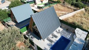 an overhead view of a house with a roof at Eylül Bungalow Kaş in Kaş