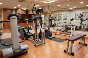 a gym with treadmills and elliptical machines at Sercotel AB Arganda in Arganda del Rey