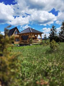 a log cabin in a field of green grass at 4 BEARs in Kovačka Dolina