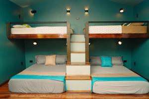two bunk beds in a room with green walls at Hotel Ecopaisajes- Lake-Premier-Resort in Santa Rita +160 photos