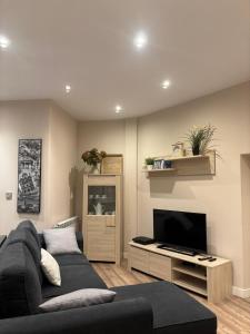 a living room with a couch and a television at maitagarri casco antiguo in Pamplona