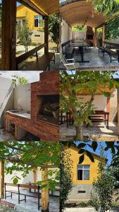 a collage of photos with a bench and a tree at The Saguramo House in Saguramo +2 photos