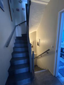 a staircase in a house with blue stairs at maison floréal in Criel-sur-Mer