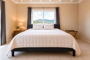 a bedroom with a large bed with a large window at Southside Serenity of St Croix in Christiansted