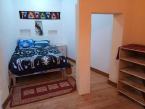 a bedroom with a bed and a closet at Hatun Apu Center Casa de Ayahuasca y San Pedro in Pisac