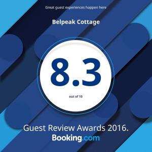 Certifikát, hodnocení, plakát nebo jiný dokument vystavený v ubytování Belpeak Cottage
