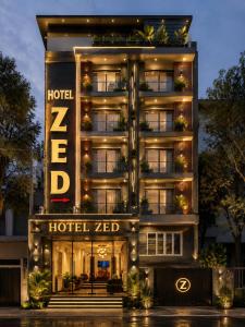 a hotel zed is shown at night at ZED Plaza in New Delhi