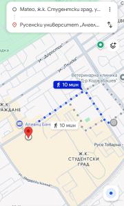 ein Screenshot einer Google-Karte mit den x- und y-Tasten in der Unterkunft Mateo in Ruse