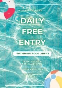 a flyer for a pool party with a swimming pool at Sieghard Suites Mayrhofen in Mayrhofen