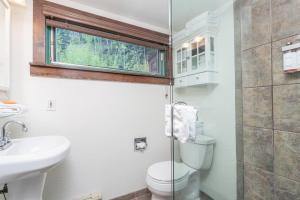 a bathroom with a toilet and a sink at Manitou Lodge 7 by Alpine Lodging Telluride in Telluride +11 photos
