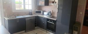 a small kitchen with a sink and a microwave at La Genetouze in La Genétouze