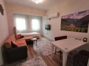 a living room with a couch and a table at Erme Dinlenme Tesisleri in Dernekpazarı