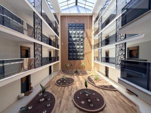a large room with tables in a building at Dalaman Airport Suite 11 in Dalaman