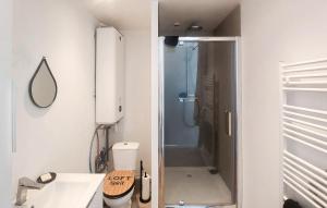 a bathroom with a shower and a toilet and a sink at Appartement Proche Touquet in Étaples