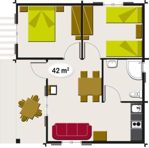 a floor plan of a house with a room at Bungalows La Borda d´Arnaldet in Villanova