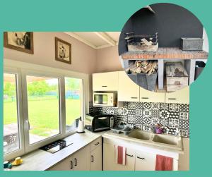 a kitchen with a sink and a window in it at Cocon à la ferme - Lac du Der in Loisy-sur-Marne +5 photos