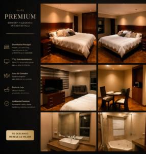 a collage of four pictures of a hotel room at Amplio y elegante monoambiente , de lujo in La Paz