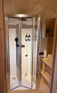 a shower in a small room in a house at Le Tonneau in Carcassonne